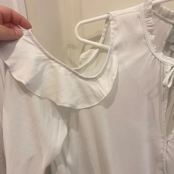 Anthropologie Maeve Liesel Mint Wrap Ruffle Cold Shoulder Blouse Medium - Picture 4 of 9